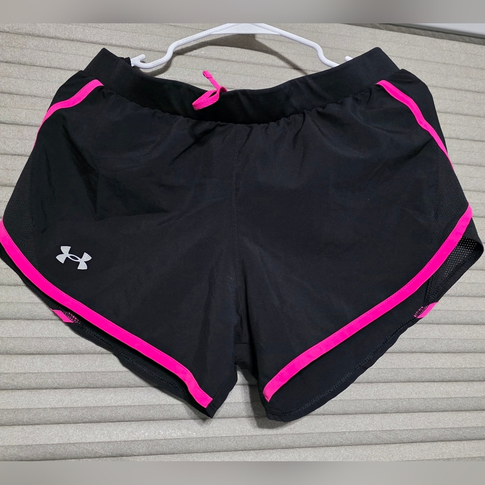 Under Armour Women's Athletic Shorts in Black with Pink Trim
